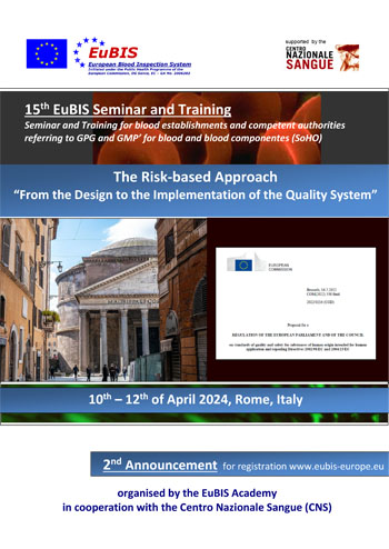 EuBIS Seminar & Training; 10th - 12th of April 2024, Rome, Italy